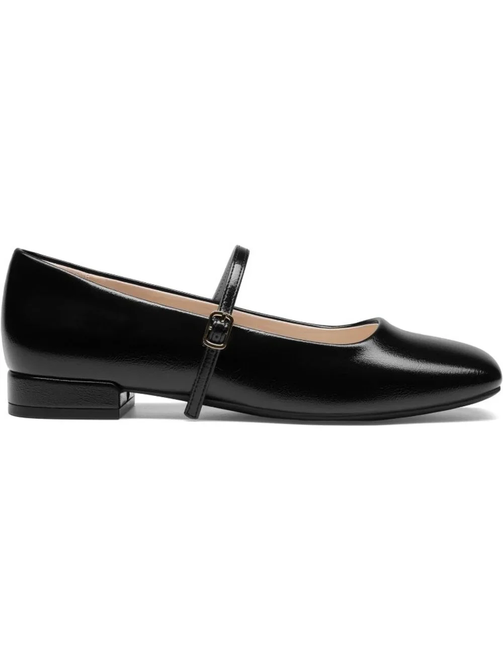 DREAM PAIRS Women's Black Faux Leather Square Toe Buckle Flats Low Heel Shoes